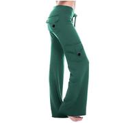 Momolaa Cargo Trousers Women Ladies Combat Trousers Cargo Elasticated Waist Flared Leggings with Multi Pockets Gym Running Yoga Pants Outdoor Hiking Walking Combat Activewear Casual Work Bottoms