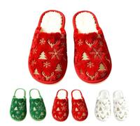 Momolaa Christmas Slippers Closed Open Toe Women Indoor Outdoor Memory Foam Fuzzy House Slippers Anti-Skid House Shoes Slides Sandals Slip on Gifts for Women Mom Her Ladies UK 5#02_Red Footwear