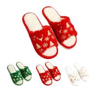 Momolaa Christmas Slippers Closed Open Toe Women Indoor Outdoor Memory Foam Fuzzy House Slippers Anti-Skid House Shoes Slides Sandals Slip on Gifts for Women Mom Her Ladies UK 11#01_Red Footwear