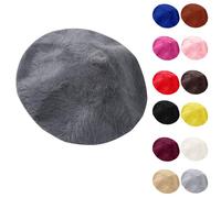 Momolaa Clearance Fluffy Beret Hat Women Ladies Solid Color Artist French Beret Cap Furry Painter Hat Berets Beanies Cap Hats Vintage Hat Watermelon Red