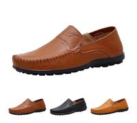 Momolaa Clearance Loafer Premium Genuine Leather Men's Casual Shoes Slip on Mens Driving Penny Loafers for Men Lightweight Breathable Footwear Sale Size 9 A0_Brown
