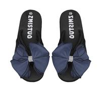 Momolaa Clearance UK 4 Ladies 3D Flower Flat Sandals Flip Flops EVA Light Weight Dressy Slip on Summer Cute Flat Beach Thong Sandals Slippers B1_Navy Footwear Sandle