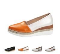 Momolaa Clearance UK 4 Women's Glitter Closed Toe Espadrille Wedge Pumps Ladies Shinny Platform Slip on Closed Pointed Toe Comfortable Light Weight Wedges Pumps Shoes C1_Orange Footwear