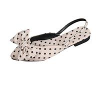 Momolaa Clearance UK 5.5 Slingback Flats Ballerinas Bow Ballet Flats for Women Pointed Toe Flower Pumps Slingback Flat Pumps Polka dots Beige Footwear Gift Sale