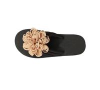 Momolaa Clearance UK 6 Ladies 3D Flower Flat Sandals Flip Flops EVA Light Weight Dressy Slip on Summer Cute Flat Beach Thong Sandals Slippers C1_Khaki Footwear Sandle