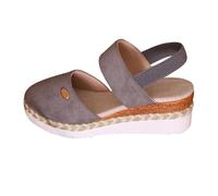 Momolaa Closed Toe Espadrille Wedge Sandals for Women Platform Slip on Elastic Sling Back Strap Wide Fit Stretch Sandal Comfortable Casual Summer Wedges Shoes Ladies Footwear size 7.5 Grey