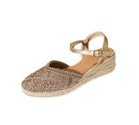 Momolaa Closed Toe Espadrilles Low Wedge Sandals for Women Ladies size 4 With Ankle Strap Hessian Sandals 002_Rose Gold Trendy Footwear