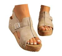 Momolaa Cork Wedge Sandals for WOMEN Clearance Size 5 Platform Cushioned Slingback Wedges Summer Shoes Lightweight for All Day Wear YL250522 White Footwear