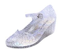 Momolaa Crystal Jelly Wedge Heel Sandals for Women Summer Beach Jelly Shoes Closed Toe Platform Ankle Strap Summer Dress Shoes Slip On,UK 4 1_White