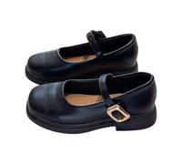 Momolaa Girls School Mary Jane with Adjustable Strap Retro Round Toe Chunky Heel School Uniform Oxford Flats Dress Shoes for Little Kids/Big Kids Girl Gifts Size 1 Black
