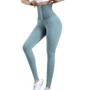 Momolaa High Waisted Corset Leggings for Women,Women's High Waist Yoga Pants with Tummy Control Waist Trainer Body Shaper Slimming Girdle Band Steel Boned XL Mint Green