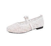 Momolaa Lace Flower Ballet Flats for Women Round Square Toe Crochet Flats Comfy Breathable Dolly Shoes Slip On Bridal Shoes Pumps Gift Footwear