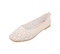 Momolaa Lace Flower Ballet Flats for Women Round Square Toe Crochet Flats Comfy Breathable Dolly Shoes Slip On Bridal Shoes Pumps Gift Footwear