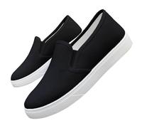 Momolaa Mens Plimsoles Lightweight Summer Canvas Slip On Trainer Pumps Size 6.5 Black