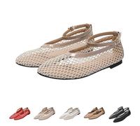 Momolaa Mesh Ballet Flats Shoes for Women New Low Heel Slip on Ballerina Comfy Breathable Dolly Shoes Trendy Footwear