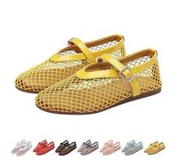 Momolaa Mesh Ballet Flats Shoes for Women New Low Heel Slip on Ballerina Comfy Breathable Dolly Shoes Trendy Footwear