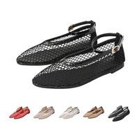 Momolaa Mesh Ballet Flats Shoes for Women New Low Heel Slip on Ballerina Comfy Breathable Dolly Shoes Trendy Footwear