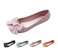 Momolaa New UK 5.5 Bow Jelly Ballet Shoes Women Ladies Comfy Slip-On Flats Casual Everyday Wear Jelly Ballet Ballerina Pumps Dolly Shoes Gift Footwear 001_Red