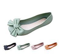 Momolaa New UK 5.5 Bow Jelly Ballet Shoes Women Ladies Comfy Slip-On Flats Casual Everyday Wear Jelly Ballet Ballerina Pumps Dolly Shoes Gift Footwear 001_Green