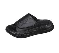 Momolaa New UK 5.5 Men's Adjustable Slide Sandals Soft Cushion Fashion Open Toe Beach Pool Slippers Summer Sliders Indoor and Outdoor Black Brown Navy Summer Holiday Beach Shoes Gift Footwear Black