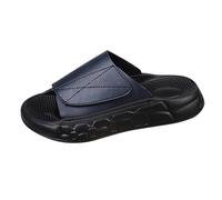 Momolaa New UK 6.5 Men's Adjustable Slide Sandals Soft Cushion Fashion Open Toe Beach Pool Slippers Summer Sliders Indoor and Outdoor Black Brown Navy Summer Holiday Beach Shoes Gift Footwear Navy
