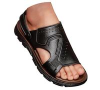 Momolaa Sandals Men size 8.5 UK Open Toe Clogs Casual Leather Walking Sandals Summer Shoes MensSliders Slides for Men Footwear A3_Black