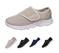 Momolaa Shoes for Edema and Swollen Feet Women Trainers Adjustable Strap Extra Wide Fit Orthopedic Breathable Diabetic Sneakers Shoes for Ladies Elderly Swollen Pain Relief Footwear UK 3.5-8