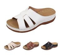 Momolaa Size 4 Comfortable Orthopedic Wedge Sandals for WOMEN 2025,Ladies's Mules Slippers Summer Lightweight Wedge Heel Open Toe Orthopedic Slide Sandals White Footwear Clearance