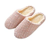 Momolaa Size 5.5 Women's Slippers Fuzzy Comfy Faux Shearling Memory Foam Lightweight for Indoor Bedroom Ladies Warm Slip on House Shoes Light Pink Footwear Gift