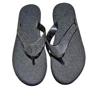 Momolaa Size 5 WOMEN'S Flip-Flop Sandals with Rhinestone Clear Sparkly Thong Strap Comfortable Summer Slides Slip on Dressy Flats Sandal for WOMEN Black Footwear Clearance