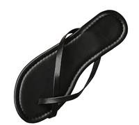 Momolaa Size 6.5 Summer Sandals Flip Flops for WOMEN Comfortable Round Toe Beach Sandals Vegan Leather Thong Strap Slides Slip on Dressy Flats Sandal for WOMEN A2_Black Footwear Clearance