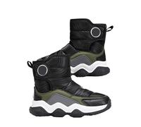 Momolaa Size 6.5 Waterproof Girls Snow Boots with Faux Fur Lining,Boys Girls Hook and Loop Mid Calf Faux Fur Lined Snow Boots for Little/Big Kids Deep Green