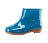 Momolaa Size 6 Womens Ankle High Wellies Slip On Ankle Boots for Ladies Waterproof Rain Boot Wellingtons Short Chelsea Booties Fashion Low Wellington Boots Mid Calf Wellies Light Blue