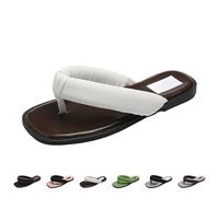 Momolaa Size 6 WOMENS Flat Flip Flops Ladies Square Toe WOMEN'S Thong Sandals with Soft Foam Strap Lightweight Slip on Summer Beach Slippers Brown Footwear Clearance