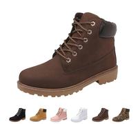 Momolaa Snow Boots Womens Mens UK 8.5 Winter Flat Ankle Boots Warm Fur Lined Fashion Leather Shoes Casual Lace Up Outdoor Trainer Comfy Thermal Boots 2025-Cold Weather Boot A1_Brown