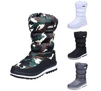 Momolaa Snow Boots Womens Size 6 Walking Rain Snow Winter Boots Quilted Fur Lined Waterproof Winter Shoes Lightweight Outdoor Hiking Boots Warm Slip On Mid Calf Zipper Booties White