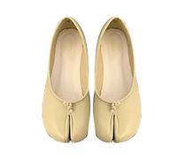 Momolaa Tabi Shoes Mules Flats for Women Ladies Faux Leather Split Toe Slip-On Slides Casual Closed Round Toe Retro Backless Shoes Slippers for Spring Summer Fall Footwear Gift