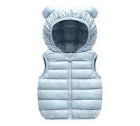 Momolaa Toddler Kids Baby Boys Girls Winter Warm Sleeveless Jacket Outerwear Solid Bear Ears Vest Coats Hooded Padded Outwear Coat Baby Girls A-Light Blue 18-24 Months