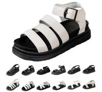 Momolaa UK 4.5 Chunky Sandals Ladies Womens Flatform Gladiator Platform Chunky Sole Strappy Summer Sandals Buckle Ankle Strap Walking Sandal #002_Clearance White Footwears