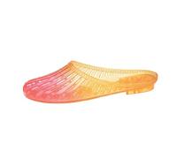 Momolaa UK 4.5 Clear Jelly Flats for Women Crystal Closed Toe Jellies Mule Sandals Slip On Jelly Slides Backless Shoes Casual Comfortable Summer Beach Slipper Sandals 002_Pink