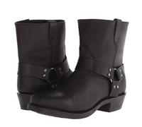 Momolaa UK 4.5 Western Boots Men’s Square Toe Work Boot Pull on Leather Western Cowboy Boots Stacked Heel Pull on Motorcycle Ankle/Calf Length/Tall Boot #18cm_Black Footwear
