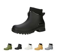 Momolaa UK 4 Wellies Women Men Rain Gardening Shoes Unisex Short Ankle Wellingtons Boots Outdoor Waterproof Ladies Wellies Welly Boots Black