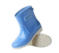 Momolaa UK 4 Womens Ladies Wellingtons Ankle Wellies,Outdoor Dog Walking Festival Gardening Wellington Boots Light Blue