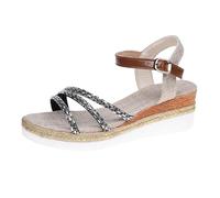Momolaa UK 4 Women's Sandals CLEARANCE Womens Sling Back Wedge Open Toe Sandals Ankle Strap Sandal 8#Black