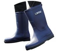 Momolaa UK 5.5 Mid Calf Wellies Mens Womens Wide Fitting Dog Walking Short Waterproof Wellington Boots Welly Rain Boots Blue