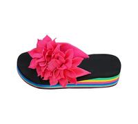 Momolaa UK 5.5 Wedge Flip Flops Women Flipflops Toe Post Thong Sandals Ligh Weight Beach Footwear Z2_Hot Pink