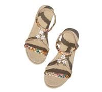 Momolaa UK 5.5 Womens Flat Sandals Wide Width Boho Bohemian Braided Flat Sandals Comfort Walking Ankle Elastic Summer Shoes for Vacation Beach Travel Casual Dressy Sandles A2_Beige