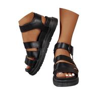 Momolaa UK 5 Chunky Sandals Ladies Womens Flatform Gladiator Platform Chunky Sole Strappy Summer Sandals Buckle Ankle Strap Walking Sandal #002_Clearance Black Footwears