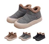 Momolaa UK 5 Platform Winter Snow Boots for Women Ladies Fleece Lined Ankle Booties Slip on Chelsea Booties Round Toe Short Boots Comfortable Winter Shoes #02_Grey Footwear Clearance