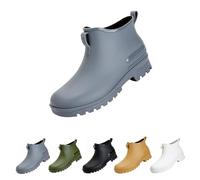Momolaa UK 5 Wellies Women Men Rain Gardening Shoes Unisex Short Ankle Wellingtons Boots Outdoor Waterproof Ladies Wellies Welly Boots A1_Grey